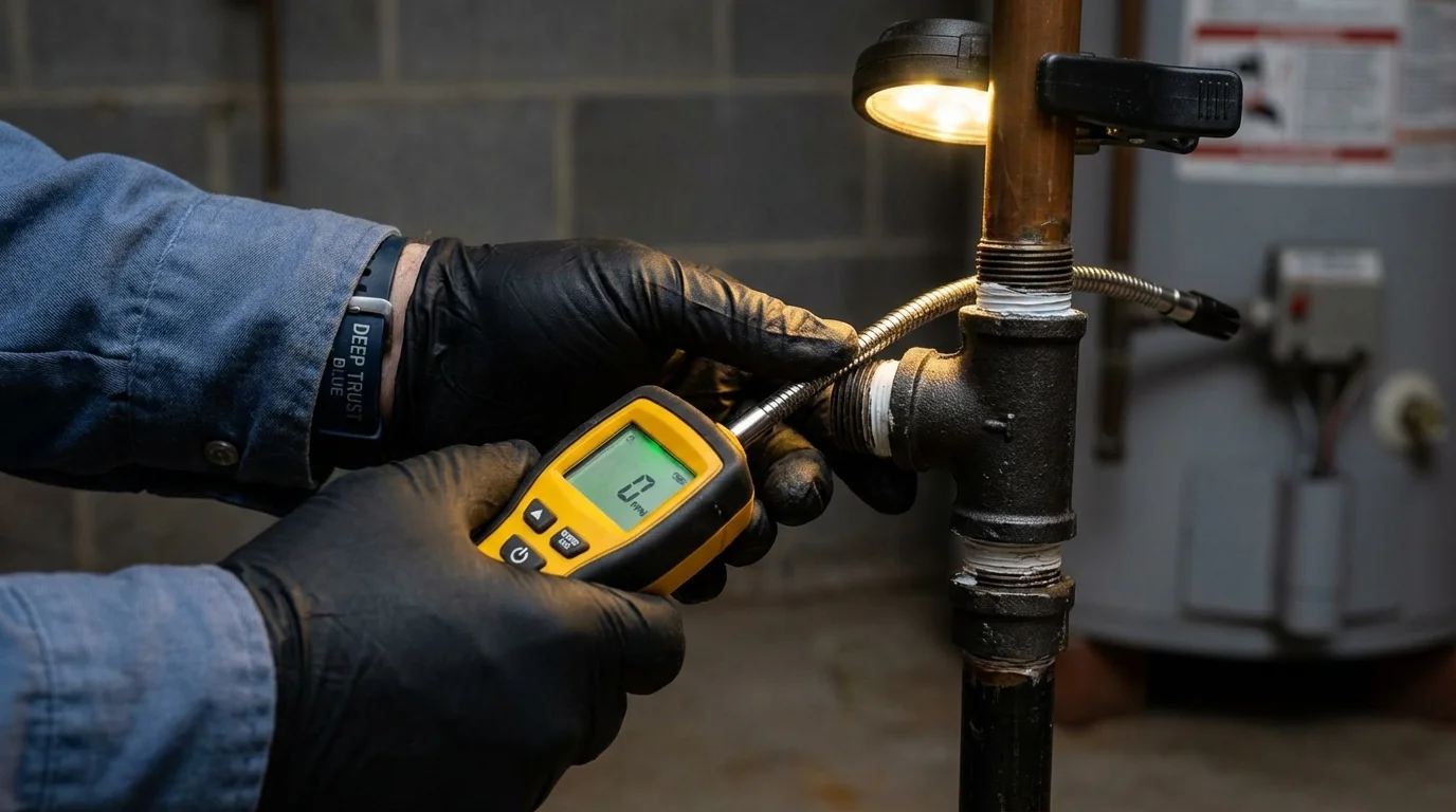 Gas leak detection with electronic sniffer by Johns Plumbing LLC in Bells